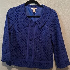 Vintage Linen Blend  Eyelet Jacket